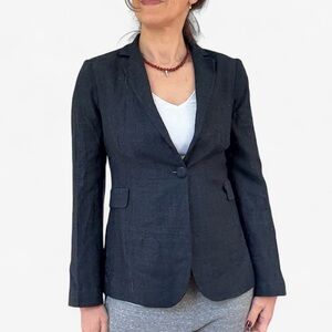 Poeta Navy Blue Linen Blazer XS